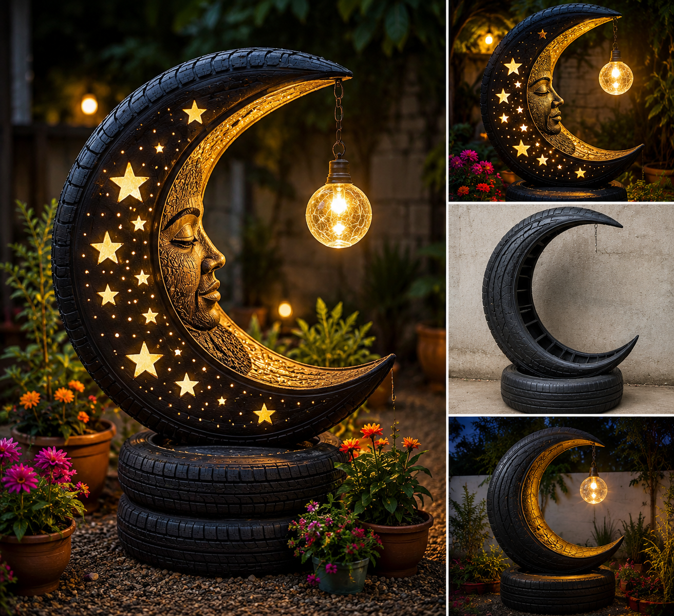 Moon Garden Light from Recycled Tires